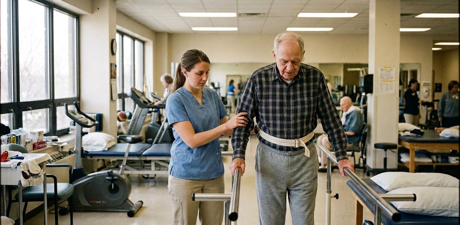 Physical therapist working with a patient